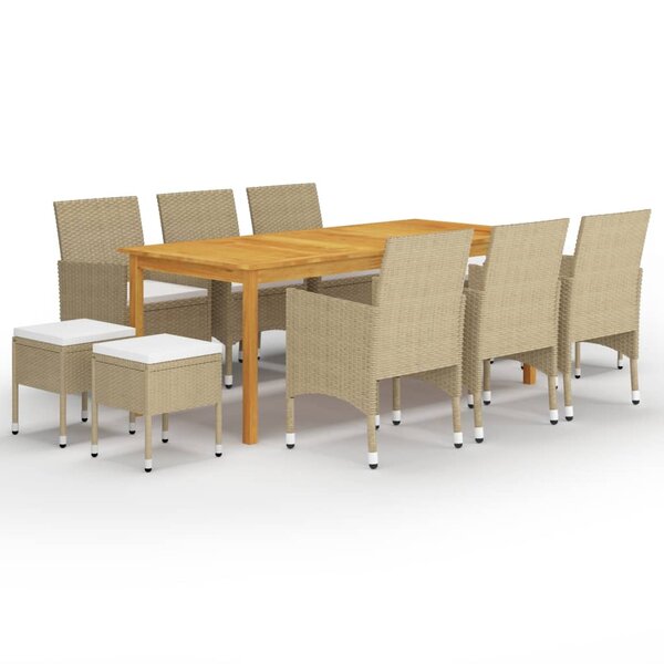 vidaXL Ensemble à manger de jardin 11 Pièces Beige