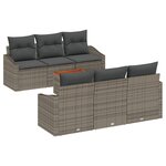 vidaXL Set de canapés de jardin 7 pièces avec coussins gris en poly rotin