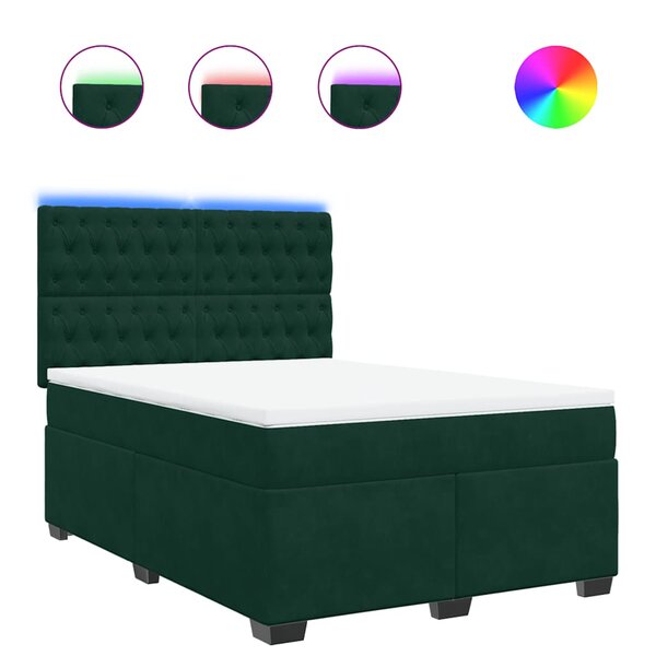 vidaXL Sommier à lattes de lit et matelas Vert foncé 140x190cm Velours