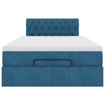 vidaXL Cadre de lit ottoman avec matelas bleu foncé 120x200 cm velours