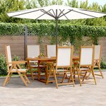 vidaXL Ensemble à manger de jardin 7 Pièces blanc crème tissu bois massif