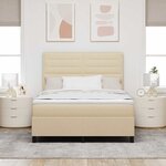 vidaXL Lit à ressorts avec matelas avec LED Crème 140 x 200 cm tissu