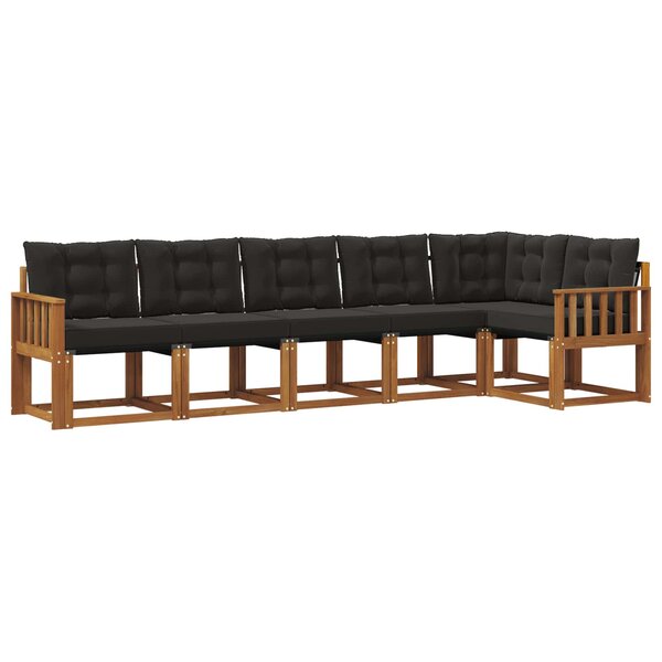 vidaXL Ensemble de canapés d'extérieur 6 Pièces Naturel et Noir