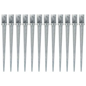 vidaXL Piquets au sol 12 Pièces Argenté 8x8x91 cm Acier galvanisé