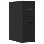 vidaXL Armoire de salle de bain étroite avec roulettes noir