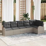 vidaXL Ensemble de canapé de jardin 6 Pièces Gris clair Poly rotin
