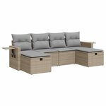 vidaXL Salon de jardin avec coussins 6 Pièces beige résine tressée