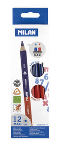 Crayons bicolores bleu rouge MAXI triangulaires 12 pièces