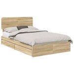 vidaXL Lit de Rangement Chêne Sonoma 120 x 190 cm Bois d'ingénierie