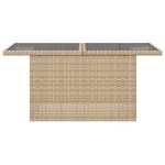 vidaXL Table de jardin dessus en verre beige 100x55x73 cm poly rotin