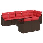 vidaXL Ensemble de Canapés avec coussin 9 Pièces Marron polyrotin