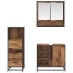 vidaXL Ensemble de mobilier de salle de bain 3 Pièces Bois Ancien