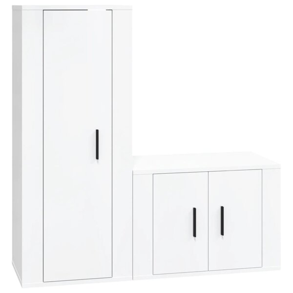 vidaXL Ensemble de meubles TV 2 Pièces blanc brillant bois d'ingénierie