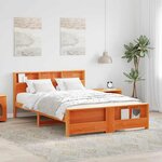 vidaXL Cadre de lit Marron cire 150 x 200 cm Bois massif en pin