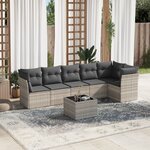 vidaXL Salon de jardin avec coussins 7 Pièces gris clair résine tressée