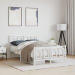 vidaXL Cadre de lit métal sans matelas et pied de lit blanc 120x200 cm