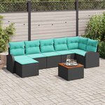 vidaXL Ensemble de canapé de jardin 8 Pièces Noir et turquoise