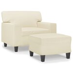 vidaXL Fauteuil avec repose-pied Crème 60 cm Similicuir