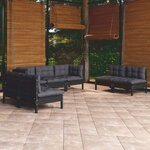 vidaXL Salon de jardin 7 Pièces avec coussins bois de pin massif