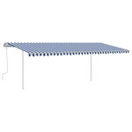 vidaXL Auvent manuel rétractable avec poteaux 6x3 m Bleu et blanc