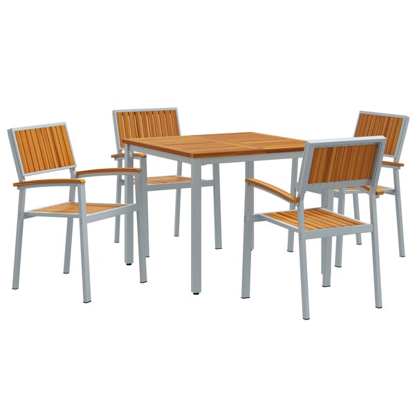 vidaXL Set de salle à manger de jardin 5 pièces en bois d'acacia massif et métal