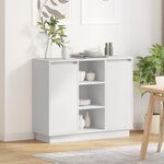 vidaXL Buffet avec LED Blanc 90x32x75 cm Bois d'ingénierie