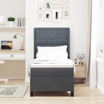 vidaXL Lit à Ressorts avec Matelas LED Gris foncé 80 x 200 cm Velours
