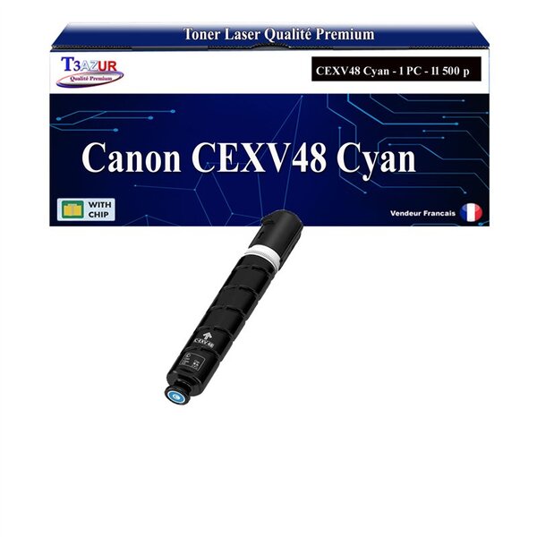 T3AZUR - Toner compatible avec Canon iR-C1325iF  iR-C1335iF  iR-C1335iFC  CEXV48 Cyan