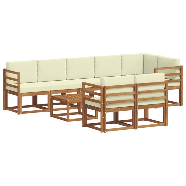 vidaXL Ensemble de canapés d'extérieur 9 pc Naturel et Crème