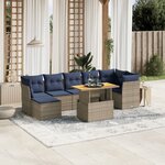 vidaXL Salon de jardin 8 Pièces avec coussins gris résine tressée