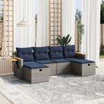 vidaXL Salon de jardin 6 Pièces avec coussins gris résine tressée