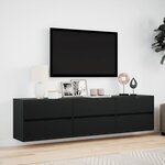 vidaXL Meuble TV mural avec LED noir 180x31x45 cm