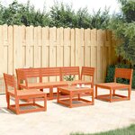 vidaXL Salon de jardin 5 Pièces cire marron bois de pin massif