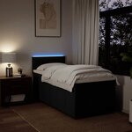 vidaXL Sommier à lattes de lit avec matelas Noir 90x200 cm Tissu