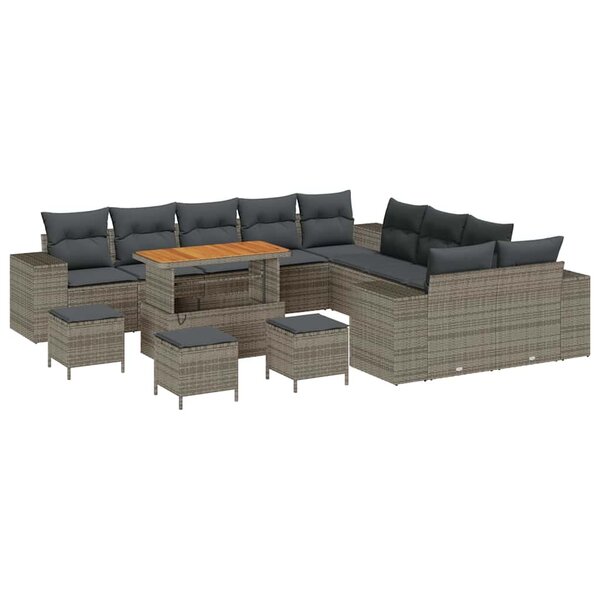 vidaXL Ensemble de canapé de jardin 14 Pièces Gris 110 x 55 x 71 cm