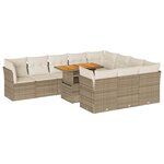 vidaXL Salon de jardin 11 Pièces avec coussins beige résine tressée