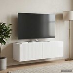 vidaXL Meuble TV mural Montage mural Blanc brillant 98 x 31 x 30 cm