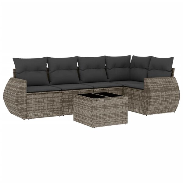vidaXL Salon de jardin 6 Pièces avec coussins gris résine tressée