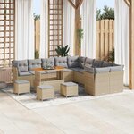 vidaXL Ensemble de canapé de jardin 14 Pièces Beige polyrotin