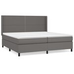 vidaXL Sommier à lattes de lit avec matelas Gris 200x200 cm Similicuir