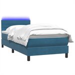 vidaXL Sommier à lattes de lit et matelas et LED bleu foncé 80x220 cm velours