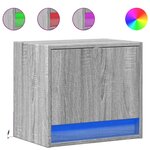 vidaXL Tables de chevet murales avec lumières LED 2 Pièces sonoma gris