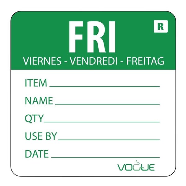 Lot de 500 etiquettes jour de la semaine - vogue -  -  40x60mm