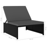 vidaXL Chaises longues 2 Pièces avec table Résine tressée Noir