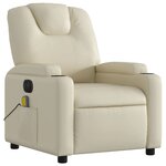 vidaXL Fauteuil de massage inclinable électrique crème similicuir