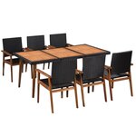 vidaXL Mobilier à dîner de jardin 7 Pièces Résine tressée Noir et marron
