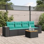 vidaXL Salon de jardin 5 Pièces avec coussins noir résine tressée