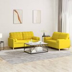 vidaXL Ensemble de canapés 2 Pièces avec coussins jaune clair tissu