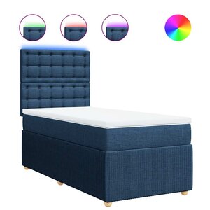 vidaXL Sommier à lattes de lit avec matelas Bleu 90x200 cm Tissu