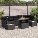 vidaXL Ensemble de canapé de jardin 8 Pièces Noir Poly rotin